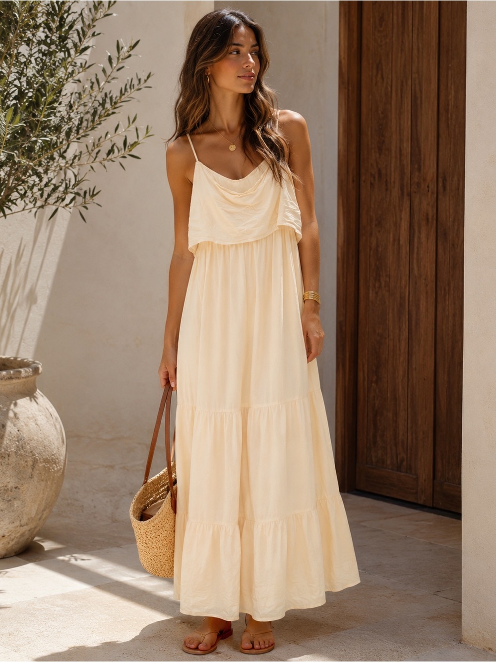 NWT Women’s Cream Maxi Dress SZ L